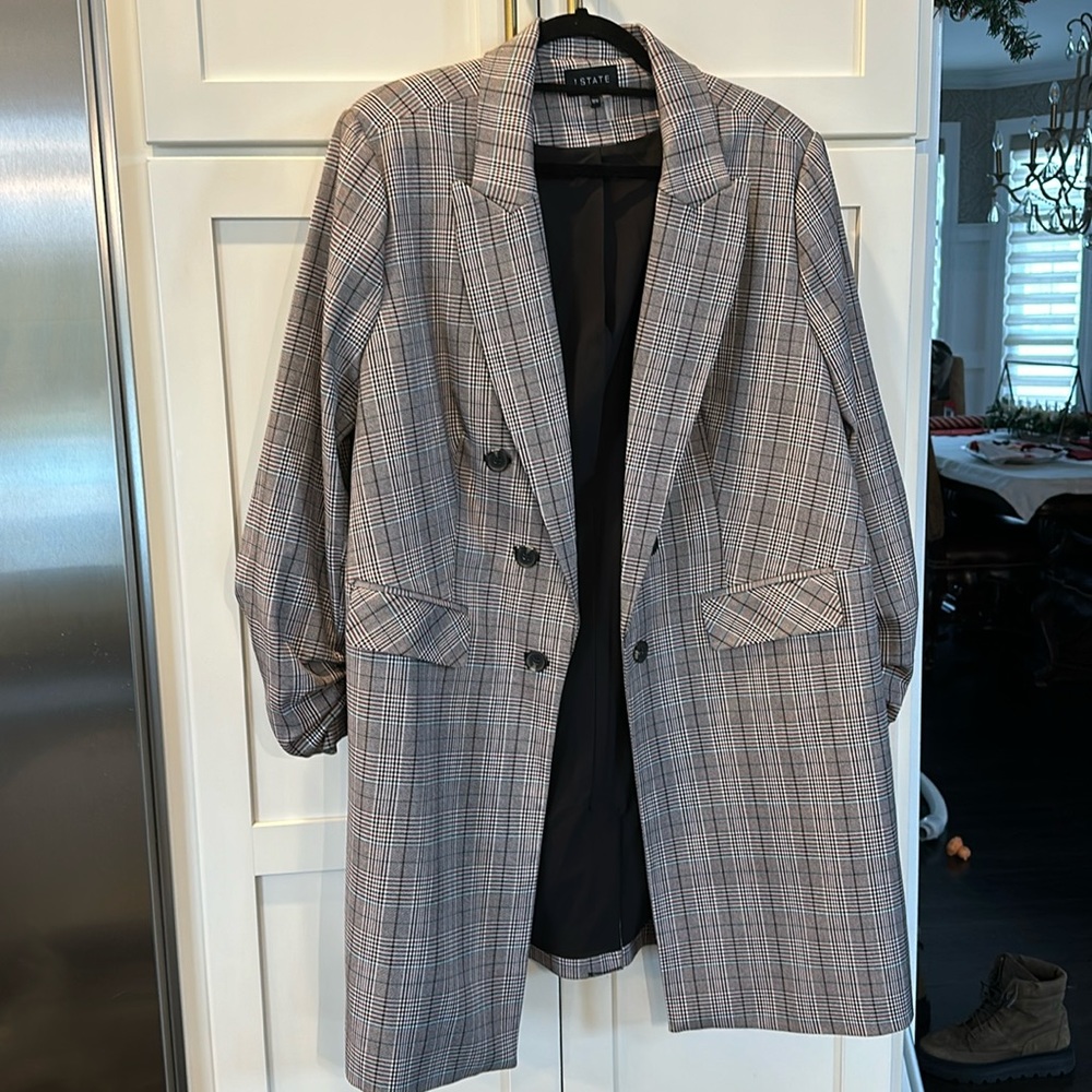 Long plaid blazer
